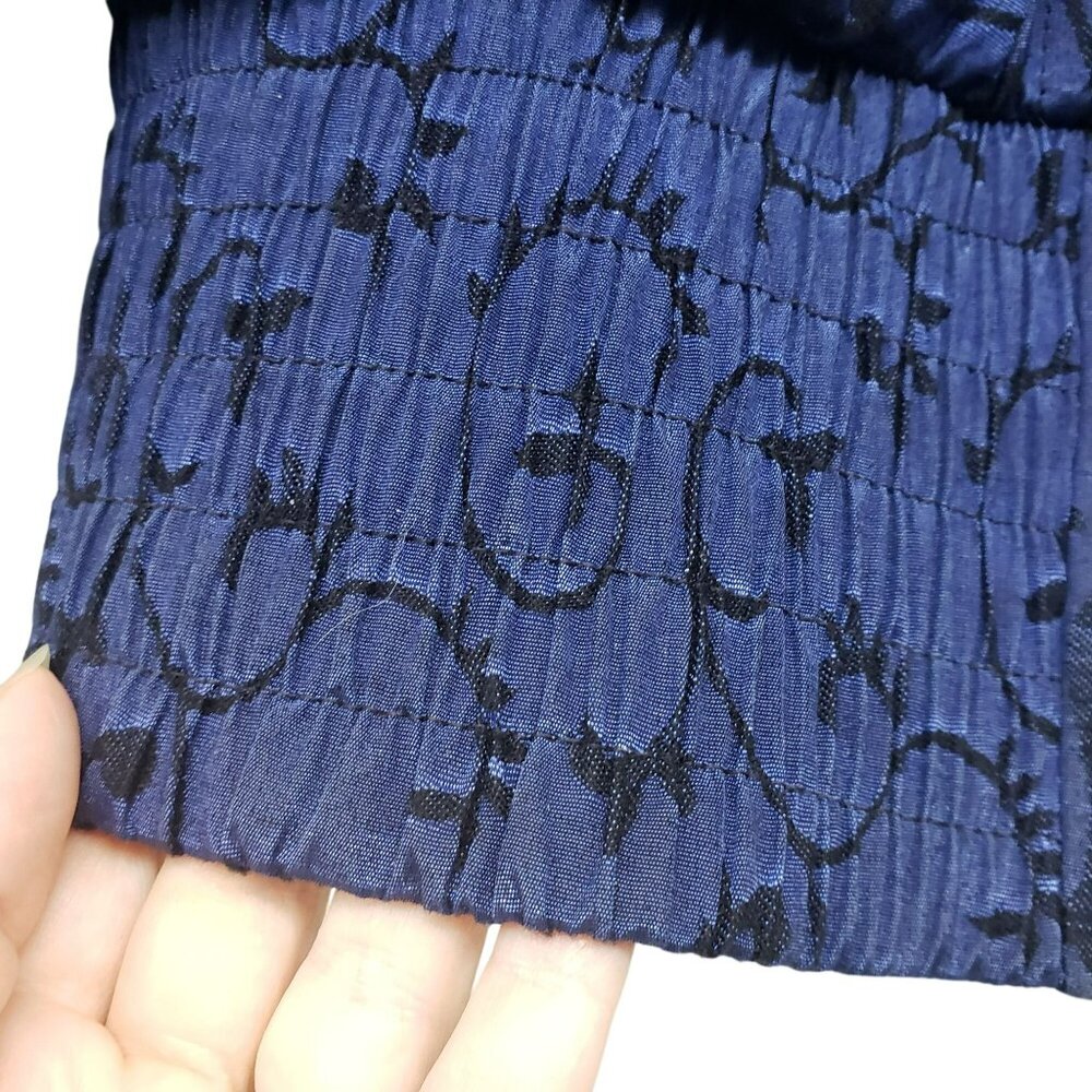 Vintage Nils Down Fill Ski Jacket Winter Coat Fur Trim Blue Jacquard Print Retro - Picture 6 of 16